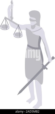 Judge statue icon, isometric style Stock Vector