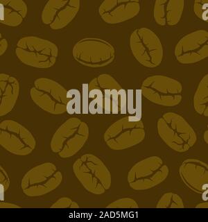 Coffee theme. Coffee beans seamless pattern in shades of raw umber Stock Vector