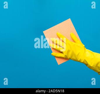 Man wiping window with rag Stock Photo