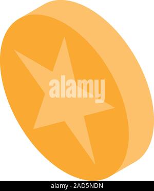 Gold star coin icon, isometric style Stock Vector