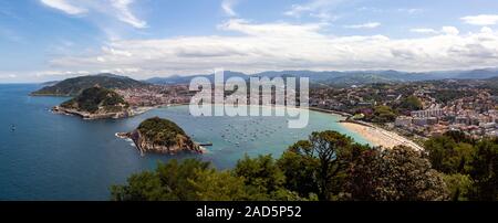 Panoramic view of the city of San Sebastian with La Concha beach Stock Photo