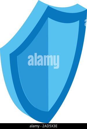 Blue shield icon, isometric style Stock Vector