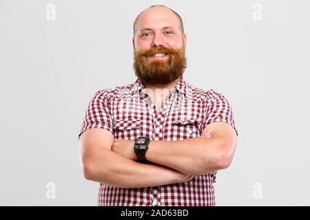 Happy man with beard, mustache Stock Photo