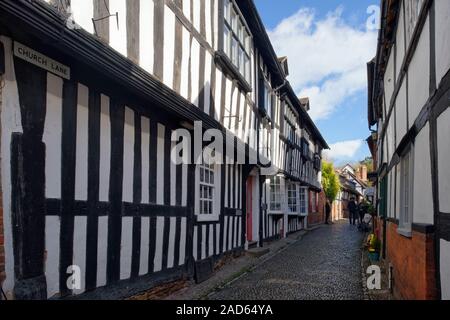 Timber Framed Buildings in Church Lane, Ledbury; Herefordshire Stock Photo