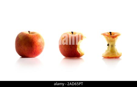 Apple. Sequence showing an apple being eaten. Stock Photo