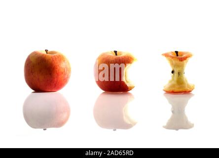 Apple. Sequence showing an apple being eaten. Stock Photo