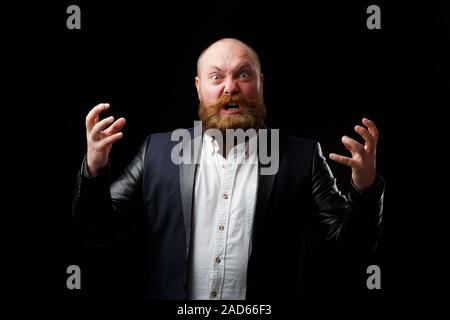 Angry adult man with tense hands Stock Photo