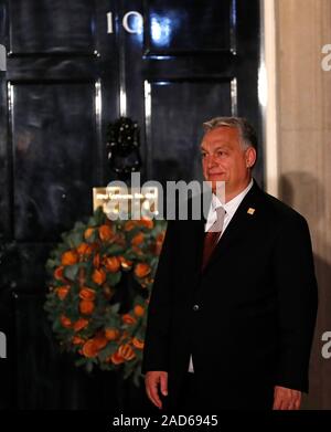 Hungarian Prime Minister Viktor Orban arriving for an evening reception for Nato leaders hosted by Prime Minister Boris Johnson at 10 Downing Street London, as Nato leaders gather to mark 70 years of the alliance. Stock Photo