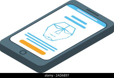 Face recognition smartphone icon, isometric style Stock Vector