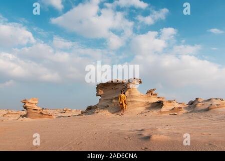 Fossil dunes landscape of formations of wind-swept sand in Abu Dhabi United Arab Emirates Stock Photo