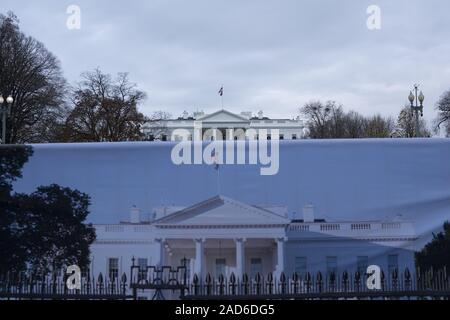 Washington DC, USA. 02nd Dec, 2019. Washington, District of Columbia, USA. 2nd Dec, 2019. The White House stands in Washington, DC, U.S., on Monday, December 2, 2019. The White House fence is currently under construction, and will be approximately thirteen feet tall once completed. Credit: ZUMA Press, Inc./Alamy Live News Stock Photo