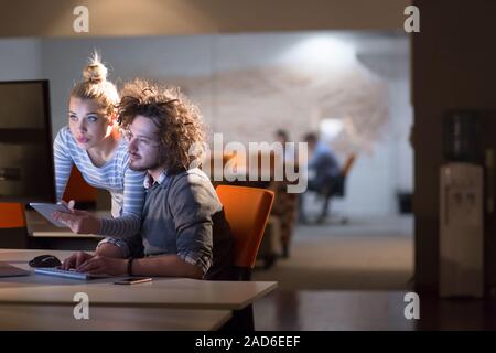 young designers in the night office Stock Photo