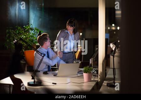 young designers in the night office Stock Photo