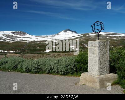 Artic circle at the E 6 in northern Norway Stock Photo