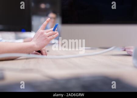 Businessman hand using pen Stock Photo