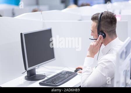 male call centre operator doing his job Stock Photo