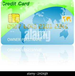 Green credit card with shadow over wite background. Vector illustration Stock Vector