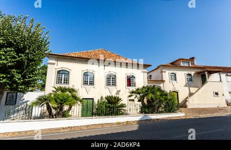 Facade of the old Manor House of Mourao, built in the 18th century in ...