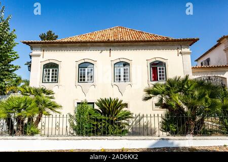 Facade of the old Manor House of Mourao, built in the 18th century in ...