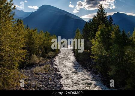 Carpenter Creek flowing into Slocan Lake, New Denver, Slocan Valley, West Kootenay, British Columbia, Canada Stock Photo