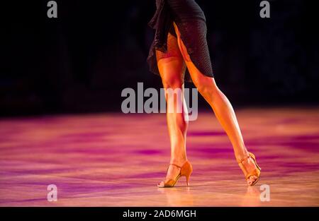 Woman dancer latino international dancing. Stock Photo