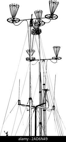 Antenna for transmitting and receiving radio communications. Vector illustration. Stock Vector