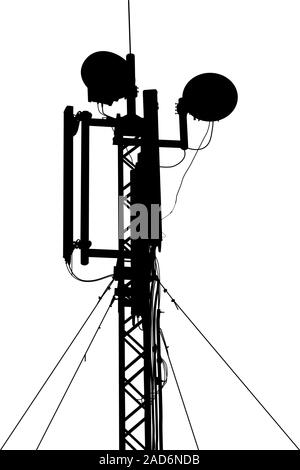Silhouette mast antenna mobile communications. Vector illustration. Stock Vector