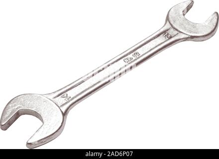 Steel wrench lies on a white background. Vector illustration. Stock Vector