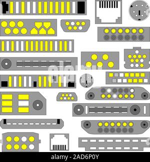 Vector video, audio and telephone connectors Stock Vector