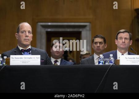 Washington DC, USA. 3rd Dec, 2019. David Hale, Under Secretary of State for Political Affairs, and Christopher Ford, Assistant Secretary for International Security and Nonproliferation, testify before the United States Senate Committee on Foreign Relations at the U.S. Capitol in Washington, DC, U.S., on Tuesday, December 3, 2019. Credit: Stefani Reynolds/CNP/ZUMA Wire/Alamy Live News Stock Photo