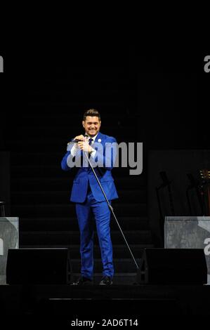 Liverpool, UK. 3rd December 2019. Singer, Michael Buble, performs ...