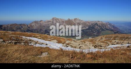 Autumn scene on the Chaeserrugg, mountain in the Toggenburg valley, Switzerland. Stock Photo