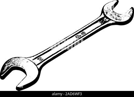 Steel wrench lies on a white background. Vector illustration. Stock Vector