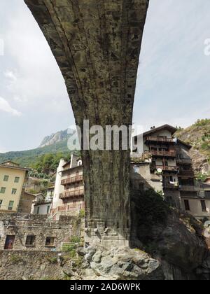 Roman bridge in Pont Saint Martin Stock Photo