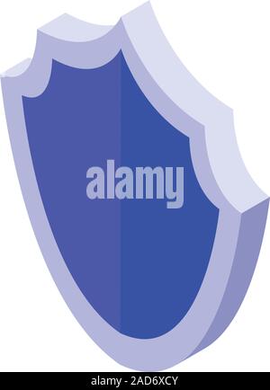 Blue steel shield icon, isometric style Stock Vector