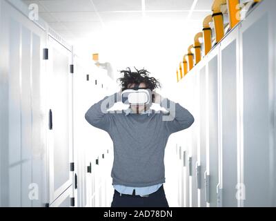 IT engeneer using virtual reality headset Stock Photo