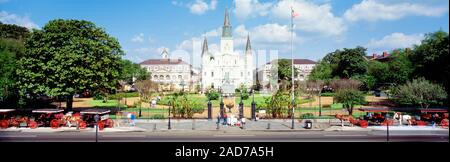 Jackson Square and St Louis Cathedral, New Orleans, Louisiana, USA Stock Photo