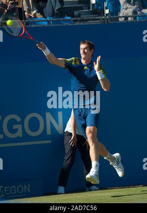 British tennis player Andrew Murray on court at Queens tennis club in the Aegon men's singles championship.
