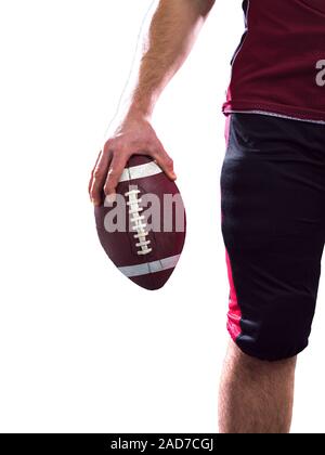 closeup American Football Player isolated on white Stock Photo