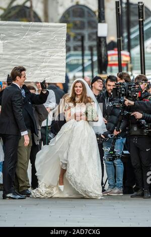 London, UK. 03rd Dec, 2019. How many people does it take to make an advert for Transport for |London? Shoot team near whitehall. Credit: Guy Bell/Alamy Live News Stock Photo