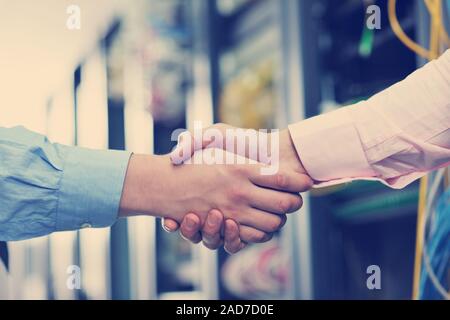 it engineers in network server room Stock Photo