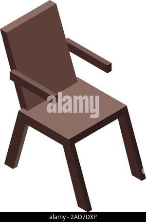 Outside wood chair icon, isometric style Stock Vector