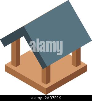 Bird house roof icon, isometric style Stock Vector