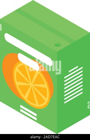 Orange juice package icon, isometric style Stock Vector