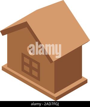 Oak bird house icon, isometric style Stock Vector