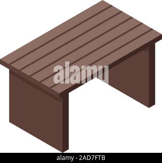 Wood garden table icon, isometric style Stock Vector