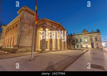 The Neue Wache war memorial and the German Historical Museum in Berlin at night Stock Photo