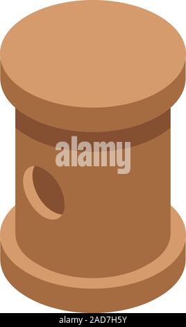 Stump bird house icon, isometric style Stock Vector