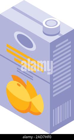 Orange juice tetra pack icon, isometric style Stock Vector