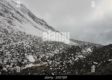 Scene on the way down from Tserko Ri, mountain and popular viewpoint in Kyanjing Gumba, Langtang Nat Stock Photo